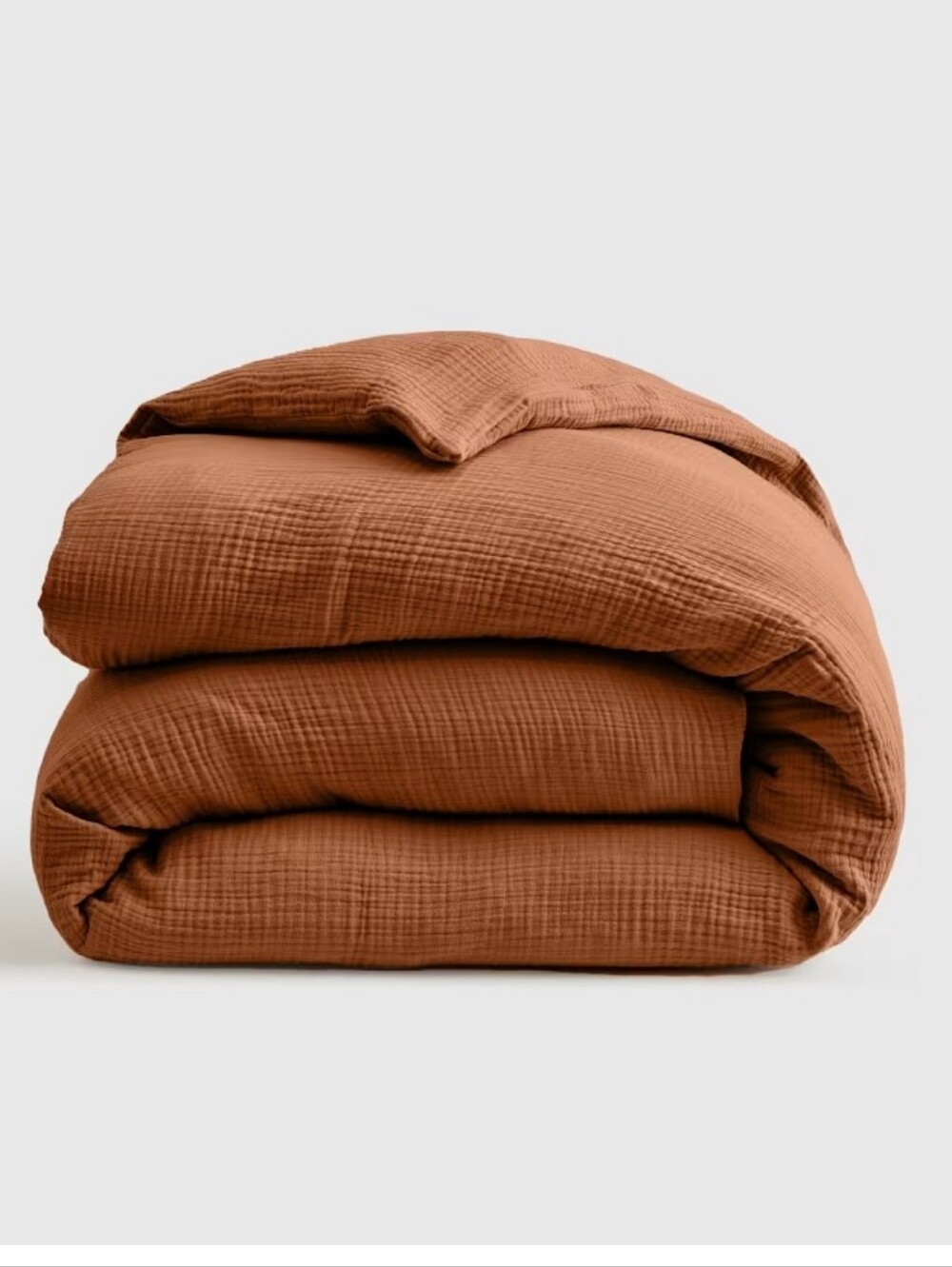 Organic Cotton Gauzy Duvet Cover In Terracotta Sz Queen New